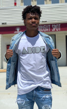 Load image into Gallery viewer, ABIDE Short Sleeve - White/Grey Shape Font Tee